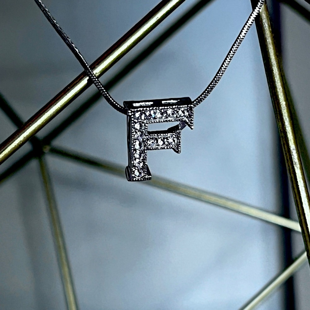 Monogram “F” necklace in silver plated 16 inch chain